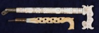 Lot 327 - A late 19th century carved ivory parasol...