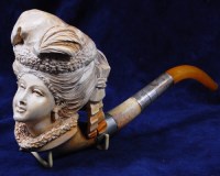 Lot 338 - A 19th century Continental meerschaum pipe,...