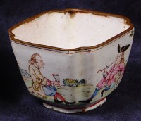 Lot 340 - A Chinese enamel small cup, of tapering square...