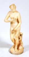 Lot 346 - A circa 1900 carved alabaster standing model...