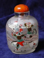 Lot 348 - A Chinese reverse painted crystal snuff bottle,...