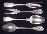 Lot 168 - A harlequin set of six silver table forks and...