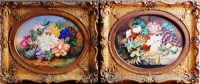 Lot 406 - Annie Downing - Pair of still life; Flowers...