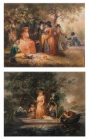 Lot 436 - Pair 19th century colour mezzotints; Gone...