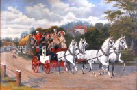 Lot 449 - Walter Vernon - Coaching scene, oil on canvas,...