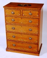 Lot 561 - A Sheraton style painted satinwood squarefront...