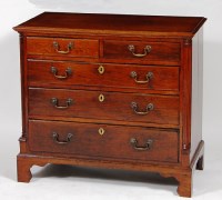 Lot 613 - An antique oak chest, of two short and three...