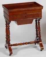 Lot 627 - A Victorian rosewood work table, having a...