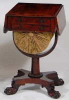 Lot 628 - A late Regency rosewood pedestal work table,...