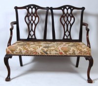 Lot 636 - A mahogany framed two seater settee, in the...