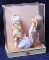 Lot 331 - A cased pair of ballet slippers worn by the...