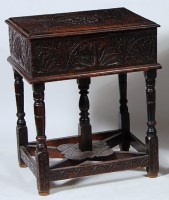 Lot 634 - An 18th century and later joined oak Bible box...