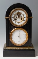 Lot 483 - A late 19th century French black slate clock...