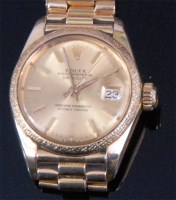 Lot 413 - A ladies Rolex 18ct gold Oyster Perpetual...