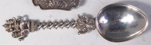 Lot 638 - An Indian silver spoon, the terminal modelled...