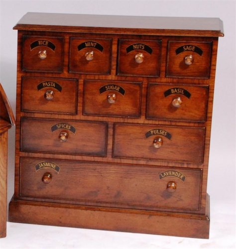 Lot 870 - A Victorian style oak spice chest, of good...