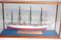 Lot 110 - A Large cased model of a twin screw 4 masted...