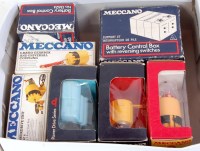 Lot 215 - Meccano motors, gear boxes and battery boxes,...