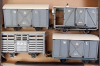 Lot 354 - 4x GI light grey kit built wooden W&L 4-wheel...