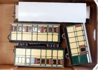 Lot 355 - 4x GI yellow/green wooden coaches fitted with...