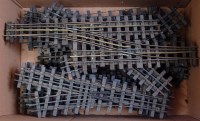 Lot 377 - A large box of 3 rail track on wooden battens...