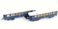 Lot 396 - 2x repainted Hornby Riviera Blue train coaches,...