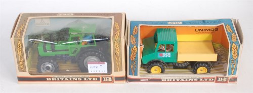 Lot 1298 - Two window boxed Britains farming implements...