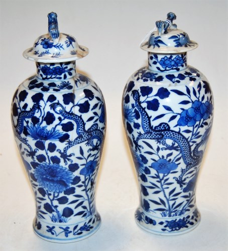 Lot 17 - A pair of Chinese export stoneware blue &...