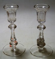 Lot 35 - A pair of Waterford cut glass candlesticks,...