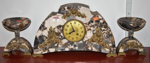 Lot 44 - An Art Deco marble and brass mounted clock...