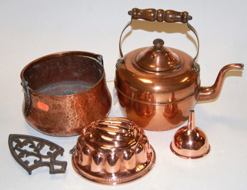 Lot 45 - A 19th century copper range kettle, together...
