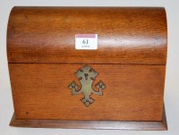 Lot 61 - A Victorian oak dome topped stationery box...