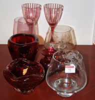 Lot 72 - A small collection of assorted cranberry and...