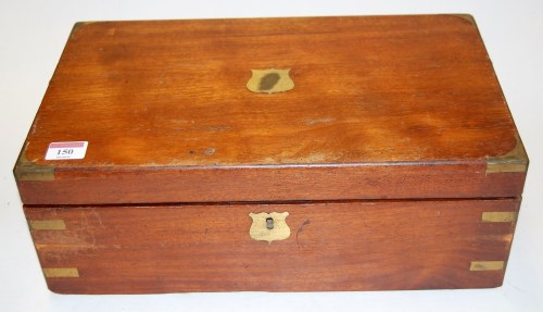 Lot 150 - A Victorian walnut and brass bound writing...