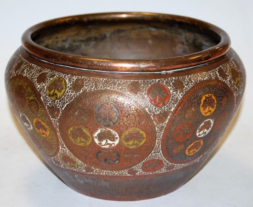 Lot 154 - A mid 20th century Indian copper jardiniere of...