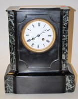 Lot 179 - A late Victorian slate mantel clock having...