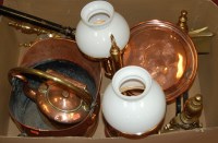 Lot 191 - A box of miscellaneous metal ware to include...