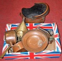Lot 194 - A box of miscellaneous metal ware to include...
