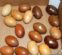Lot 197 - Eighteen assorted turned wooden ornamental eggs