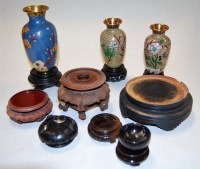 Lot 255 - Three modern cloisonné enamel vases; together...