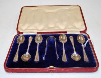 Lot 280 - An Edwardian cased set of six silver teaspoons...
