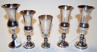 Lot 285 - Five various silver kiddush cups, each with...