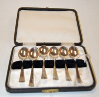 Lot 305 - A cased set of six silver teaspoons, by Atkin...