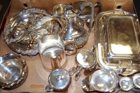 Lot 312 - A box of plated wares, to include; entree dish...
