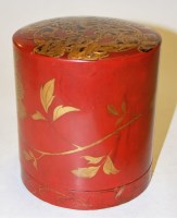 Lot 339 - A Japanese red lacquered tea caddy, of...
