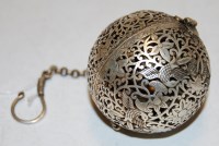 Lot 369 - A reproduction Chinese white metal pomander,...