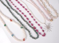 Lot 402 - Six cultured pearl necklaces