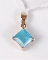 Lot 433 - A 9ct mounted topaz pendant, approx. 8mm...