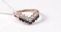 Lot 452 - A 9ct sapphire and CZ wishbone ring,...