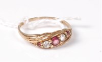 Lot 459 - A 9ct five stone ruby and diamond ring, set...